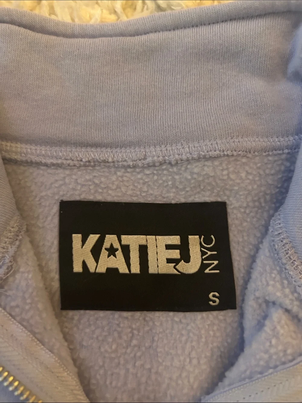 Katie J NYC Lavender Half-Zip Turtleneck Cropped Sweatshirt